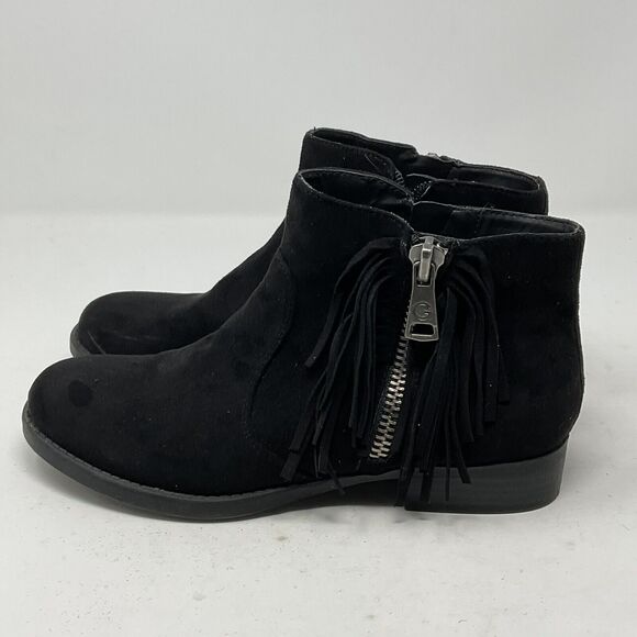 G By Guess Ankle Boots Womens 7.5M Black Suede Fringe Side Zip Booties Shoes - Picture 6 of 13